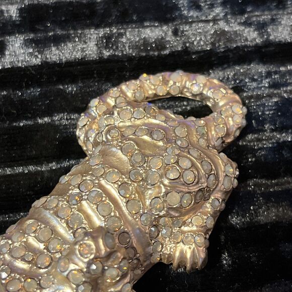 Vintage Gold Tone Big Cat Stalking Panther Cheetah Leopard Rhinestone Pin Brooch - Picture 4 of 9